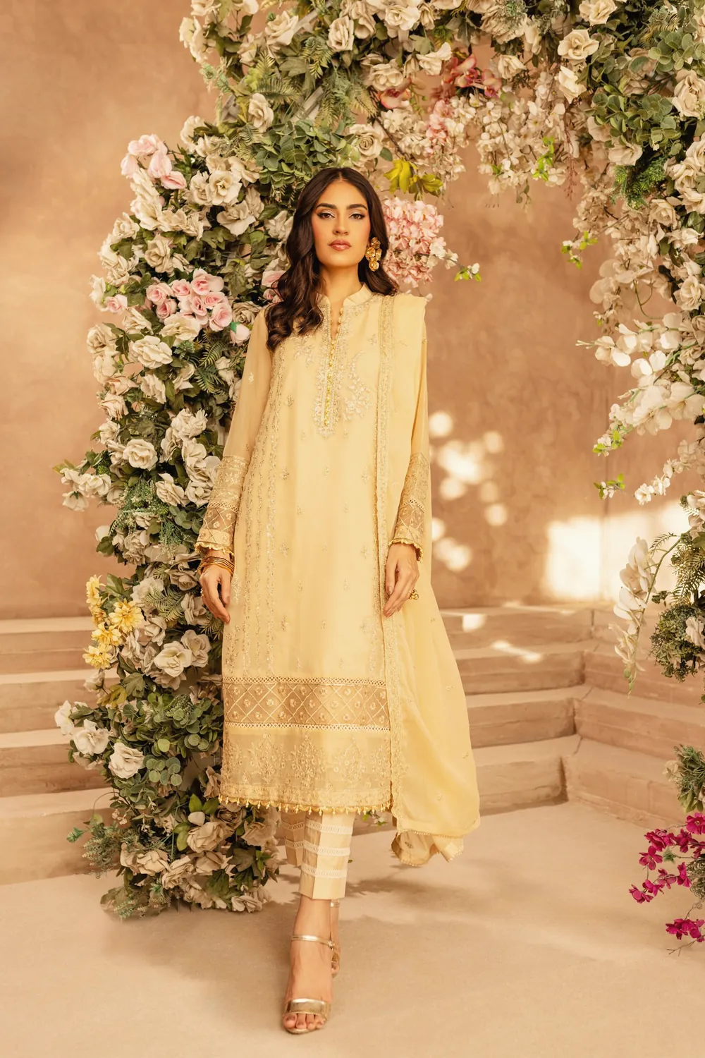 Dhoop in butter yellow, full length