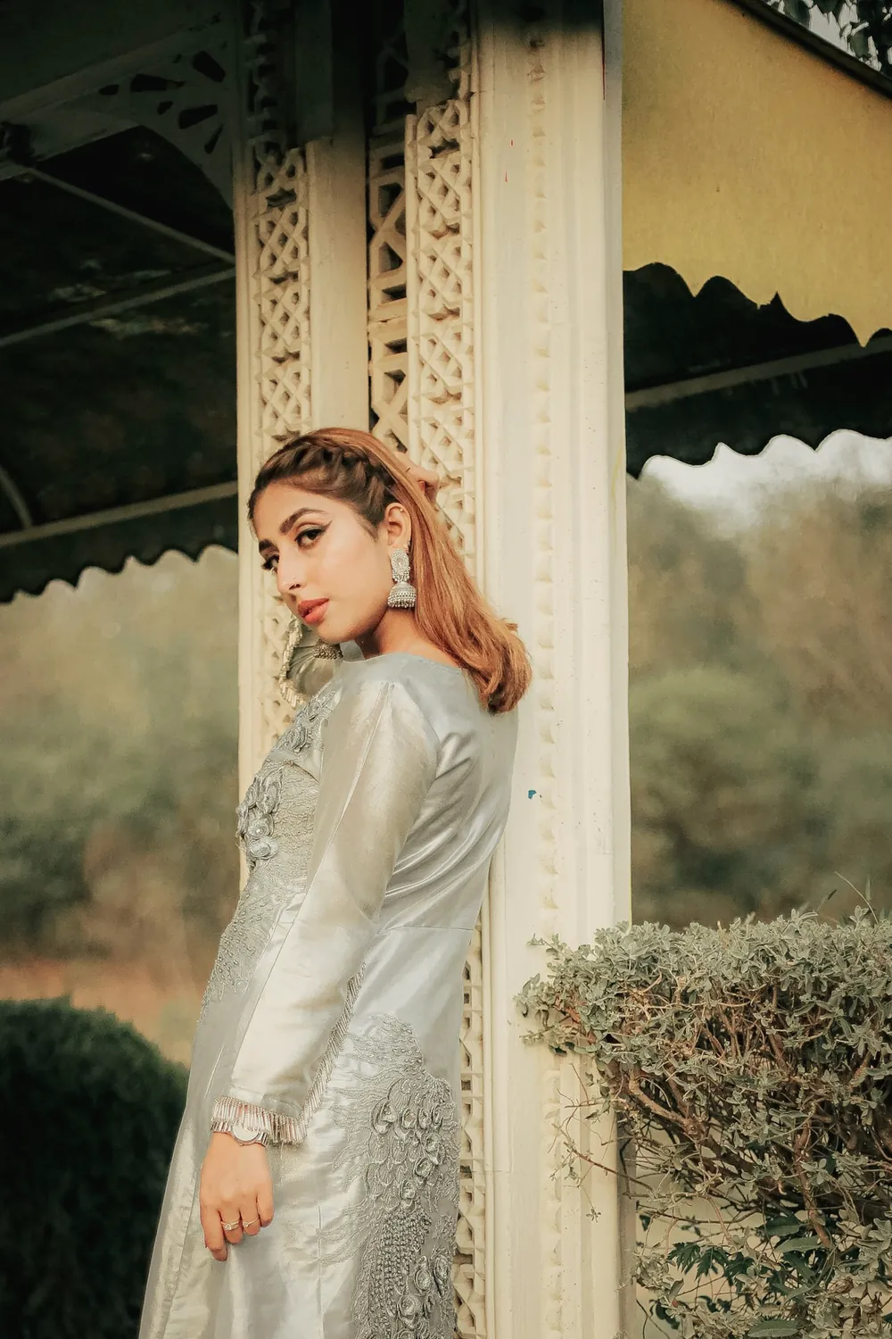 Mahtab in silver, full length